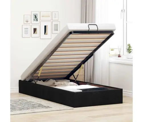 Osmaņu Gultas Rāmis Bez Matrača Melns 100X200 Cm Audums Vidaxl