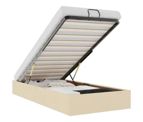 Osmaņu Gultas Rāmis Bez Matrača Krēma 100X200 Cm Audums Vidaxl