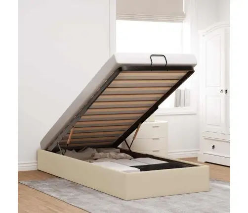 Osmaņu Gultas Rāmis Bez Matrača Krēma 100X200 Cm Audums Vidaxl