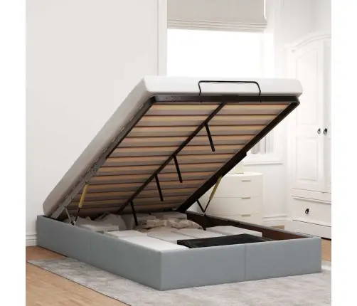 Osmaņu Gultas Rāmis Bez Matrača Gaiši Pelēks 120X190 Cm Audums Vidaxl