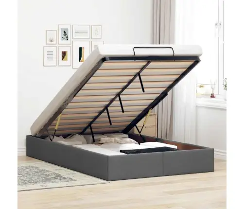 Ottomani Voodiraam Ilma Madratsit, Tumehall, 120X190 cm Kangas