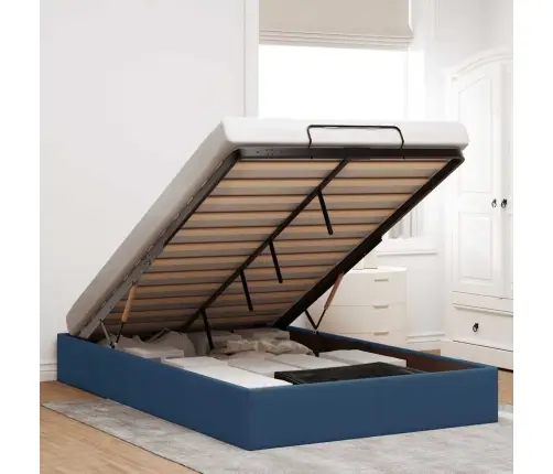 Osmanų Lovos Rėmas Be Čiužinio, Mėlynas, 120X190cm Audinys