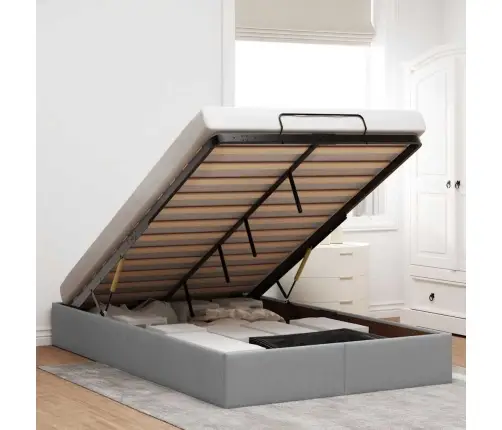 Osmanų Lovos Rėmas Be Čiužinio, Pilkas, 120X200cm Audinys