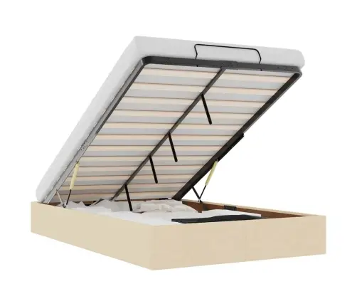 Ottomani Voodiraam Ilma Madratsit, Kreemjas, 120X200 Cm Kangas