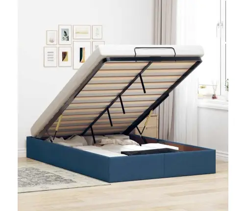 Ottomani Voodiraam Ilma Madratsita, Sinine, 120X200 cm Kangas