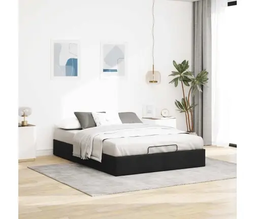 Osmanų Lovos Rėmas Be Čiužinio, Juodas, 140X190 cm Audinys