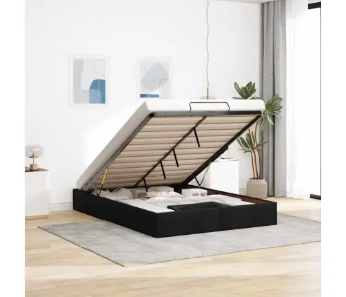 Osmanų Lovos Rėmas Be Čiužinio, Juodas, 140X190 cm Audinys