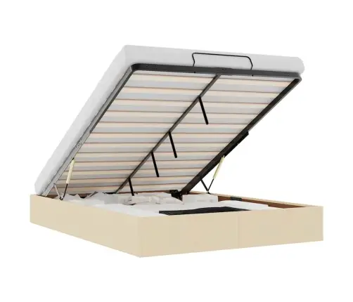 Osmaņu Gultas Rāmis Bez Matrača Krēmkrāsas 140X190 Cm Audums Vidaxl