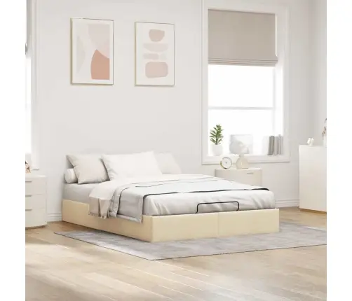 Osmaņu Gultas Rāmis Bez Matrača Krēmkrāsas 140X190 Cm Audums Vidaxl