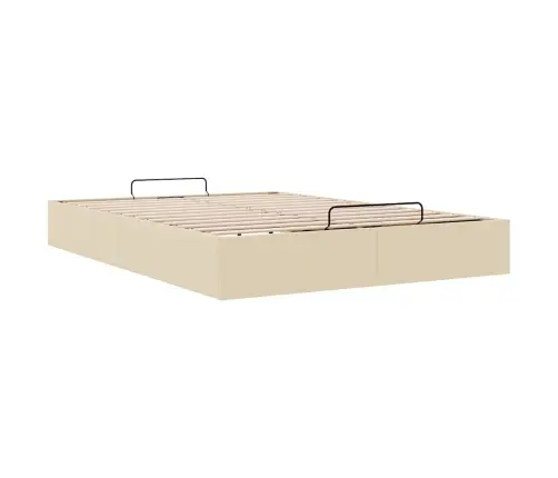 Osmaņu Gultas Rāmis Bez Matrača Krēmkrāsas 140X190 Cm Audums Vidaxl