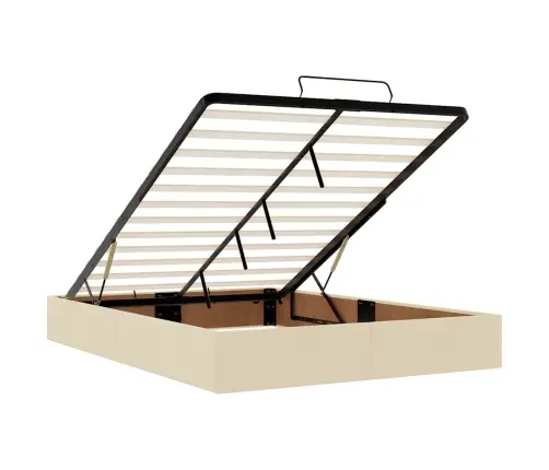 Osmaņu Gultas Rāmis Bez Matrača Krēmkrāsas 140X190 Cm Audums Vidaxl