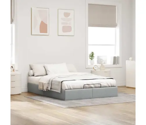 Osmanų Lovos Rėmas Be Čiužinio, Pilkas, 140X200 cm Audinys