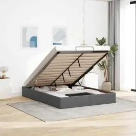 Osmaņu Gultas Rāmis Bez Matrača Tumši Pelēks 140X200 Cm Audums Vidaxl