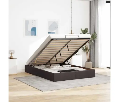 Osmaņu Gultas Rāmis Bez Matrača Tumši Pelēks 140X200 Cm Audums Vidaxl