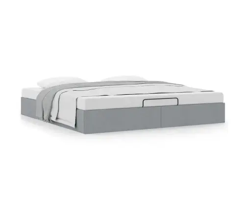 Osmanų Lovos Rėmas Be Čiužinio, Pilkas, 160X200 cm Audinys Osmanų Lovos Rėmas Be Čiužinio, Pilkas, 160X200 cm Audinys