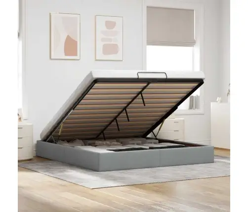 Osmanų Lovos Rėmas Be Čiužinio, Pilkas, 160X200 cm Audinys Osmanų Lovos Rėmas Be Čiužinio, Pilkas, 160X200 cm Audinys