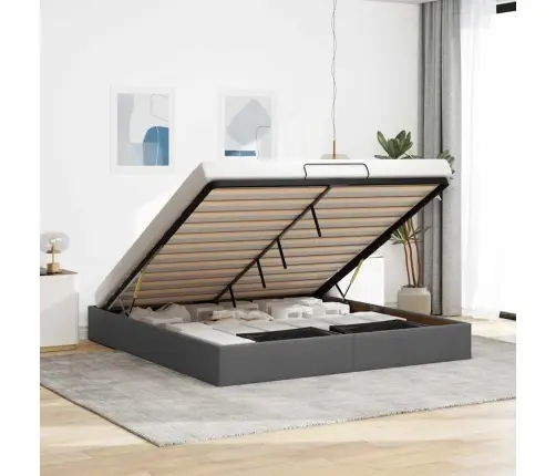 Ottomani Voodiraam Ilma Madratsita, Tumehall, 160X200cm Kangas