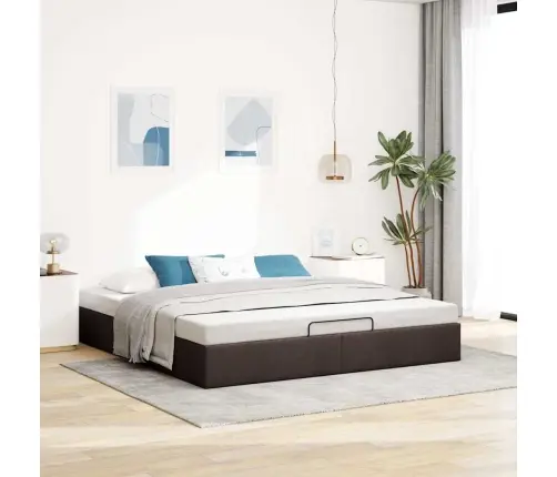 Osmanų Lovos Rėmas Be Čiužinio Tamsiai Rudas 160X200 Cm Audinys