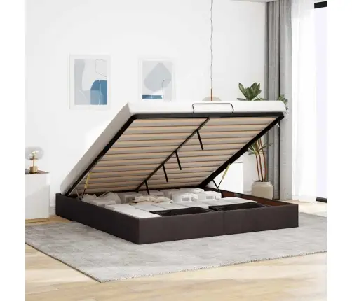 Osmanų Lovos Rėmas Be Čiužinio Tamsiai Rudas 160X200 Cm Audinys