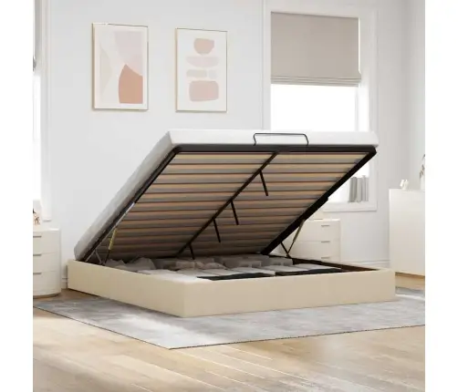 Osmaņu Gultas Rāmis Bez Matrača Krēmkrāsas 160X200 Cm Audums Vidaxl