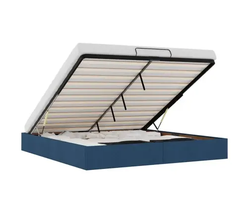 Osmaņu Gultas Rāmis Bez Matrača Zils 160X200 Cm Audums Vidaxl