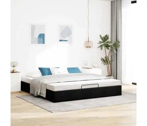 Osmaņu Gultas Rāmis Bez Matrača Melns 180X200 Cm Audums Vidaxl