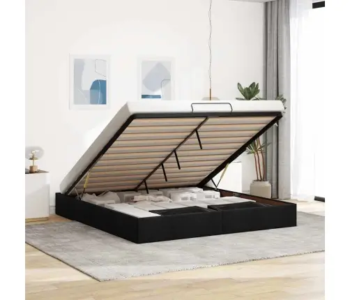 Osmaņu Gultas Rāmis Bez Matrača Melns 180X200 Cm Audums Vidaxl