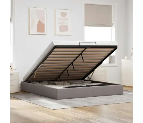 Osmaņu Gultas Rāmis Bez Matrača, Pelēkbrūns, 180X200 Cm Audums Vidaxl