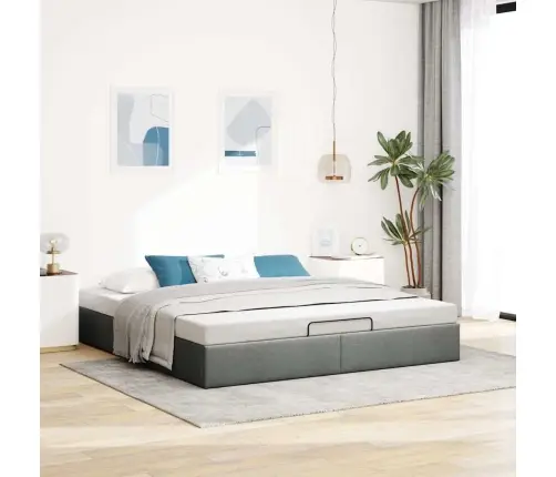 Osmanų Lovos Rėmas Be Čiužinio Tamsiai Pilkas 200X200Cm Audinys