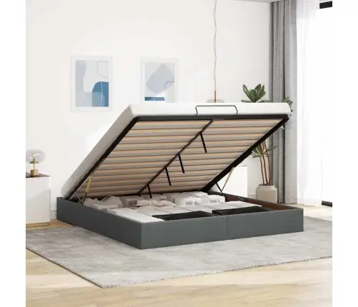 Osmanų Lovos Rėmas Be Čiužinio Tamsiai Pilkas 200X200Cm Audinys