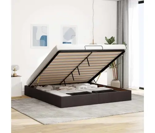 Osmaņu Gultas Rāmis Bez Matrača Tumši Brūns 200X200 Cm Audums Vidaxl