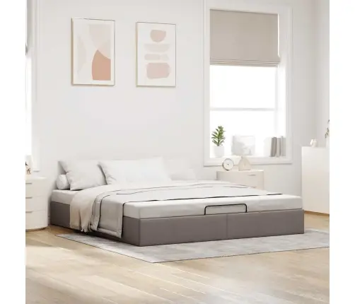 Osmaņu Gultas Rāmis Bez Matrača Pelēkbrūns 200X200 Cm Audums Vidaxl