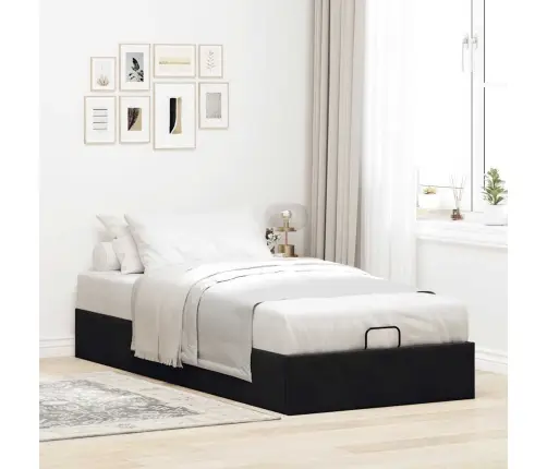 Osmanų Lovos Rėmas Be Čiužinio, Juodas, 80X200 cm Aksomas