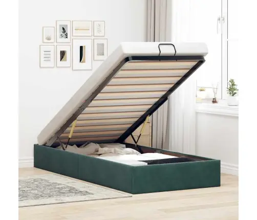 Osmaņu Gultas Rāmis Bez Matrača Tumši Zaļš 80X200 Cm Samts Vidaxl