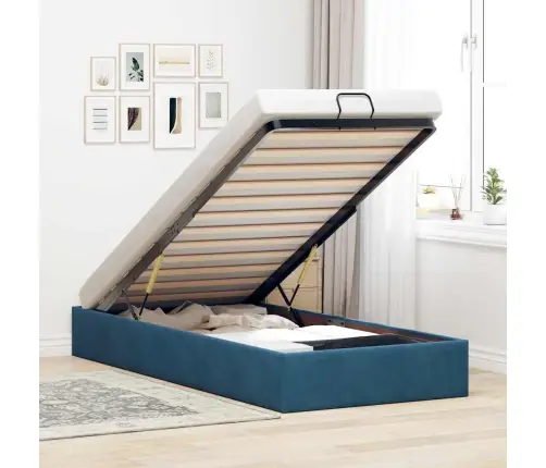 Osmaņu Gultas Rāmis Bez Matrača Tumši Zils 80X200 Cm Samts Vidaxl