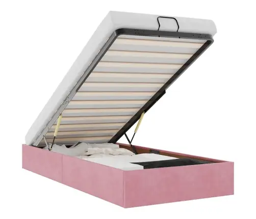 Osmanų Lovos Rėmas Be Čiužinio, Rožinis, 80X200 cm Aksomas