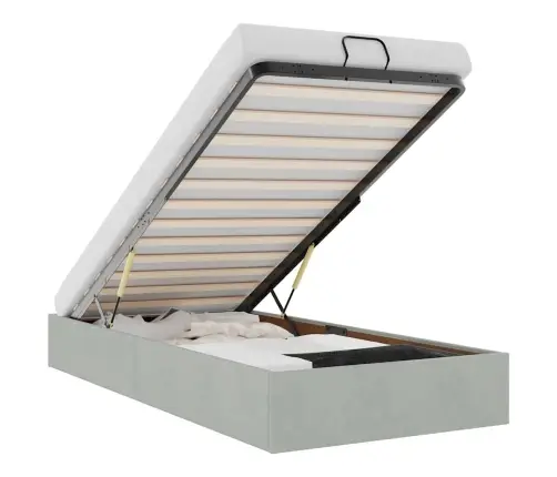 Osmanų Lovos Rėmas Be Čiužinio, Pilkas, 90X190 cm Aksomas