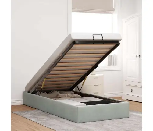 Osmanų Lovos Rėmas Be Čiužinio, Pilkas, 90X190 cm Aksomas