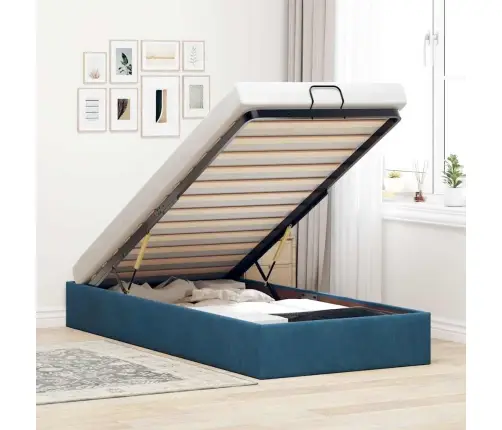 Osmaņu Gultas Rāmis Bez Matrača Tumši Zils 90X190 Cm Samts Vidaxl