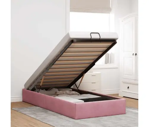 Osmaņu Gultas Rāmis Bez Matrača Rozā 90X190 Cm Samts Vidaxl