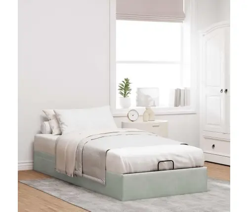 Osmaņu Gultas Rāmis Bez Matrača Gaiši Pelēks 90X200 Cm Samts Vidaxl