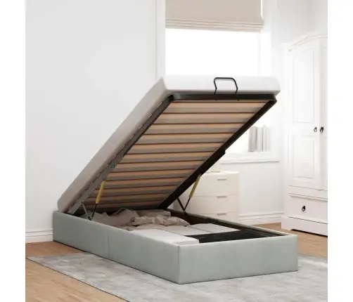 Osmaņu Gultas Rāmis Bez Matrača Gaiši Pelēks 90X200 Cm Samts Vidaxl