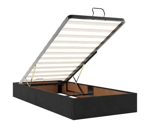 Ottomani Voodiraam Ilma Madratsita, Must, 90X200 cm Samet