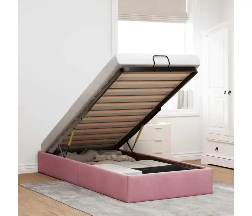 Osmaņu Gultas Rāmis Bez Matrača Rozā 90X200 Cm Samts Vidaxl