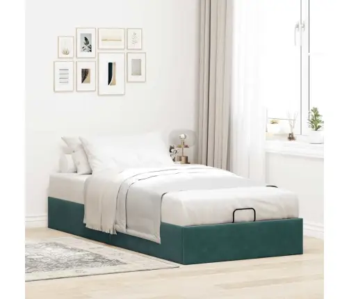 Osmaņu Gultas Rāmis Bez Matrača Tumši Zaļš 100X200 Cm Samts Vidaxl