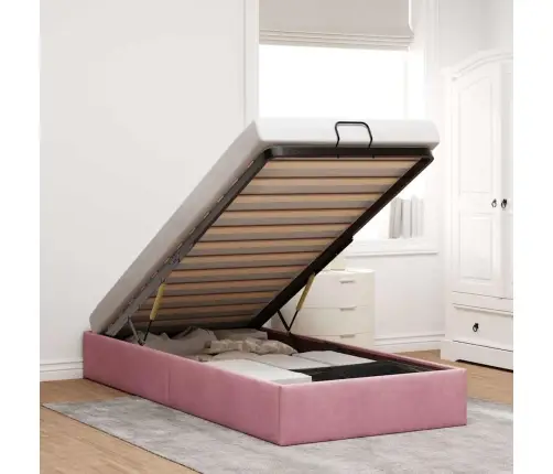 Osmanų Lovos Rėmas Be Čiužinio, Rožinis, 100X200 cm Aksomas