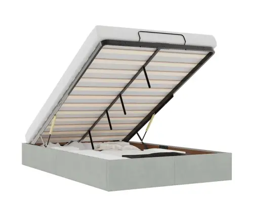 Osmaņu Gultas Rāmis Bez Matrača Gaiši Pelēks 120X190 Cm Samts Vidaxl