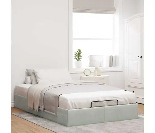 Osmaņu Gultas Rāmis Bez Matrača Gaiši Pelēks 120X190 Cm Samts Vidaxl