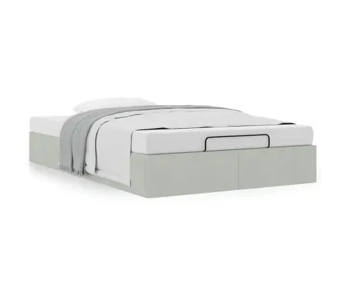 Osmaņu Gultas Rāmis Bez Matrača Gaiši Pelēks 120X190 Cm Samts Vidaxl