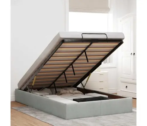 Osmaņu Gultas Rāmis Bez Matrača Gaiši Pelēks 120X190 Cm Samts Vidaxl